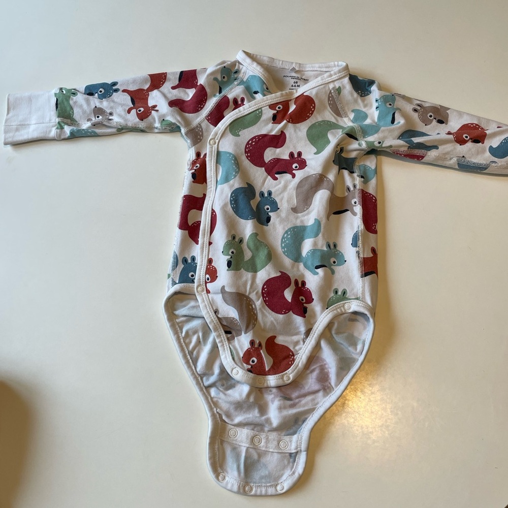 Polarn O Pyret cotton onesie (squirrel print)